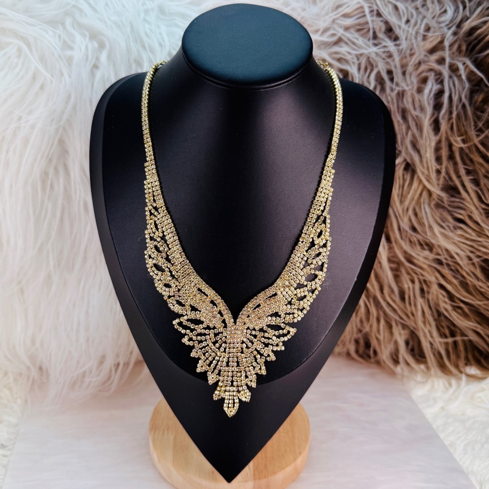 Goldtone Bling Lightweight Statement Necklace - image 5